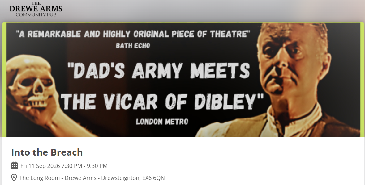 THEATRE: 'Into The Breach' (1-man show)